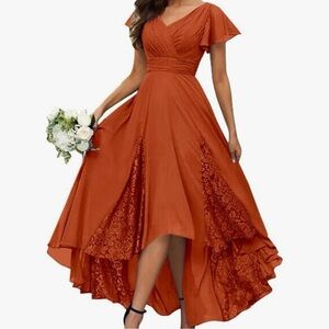 Elegant Burnt Orange Evening Gown, NWT Size 16W